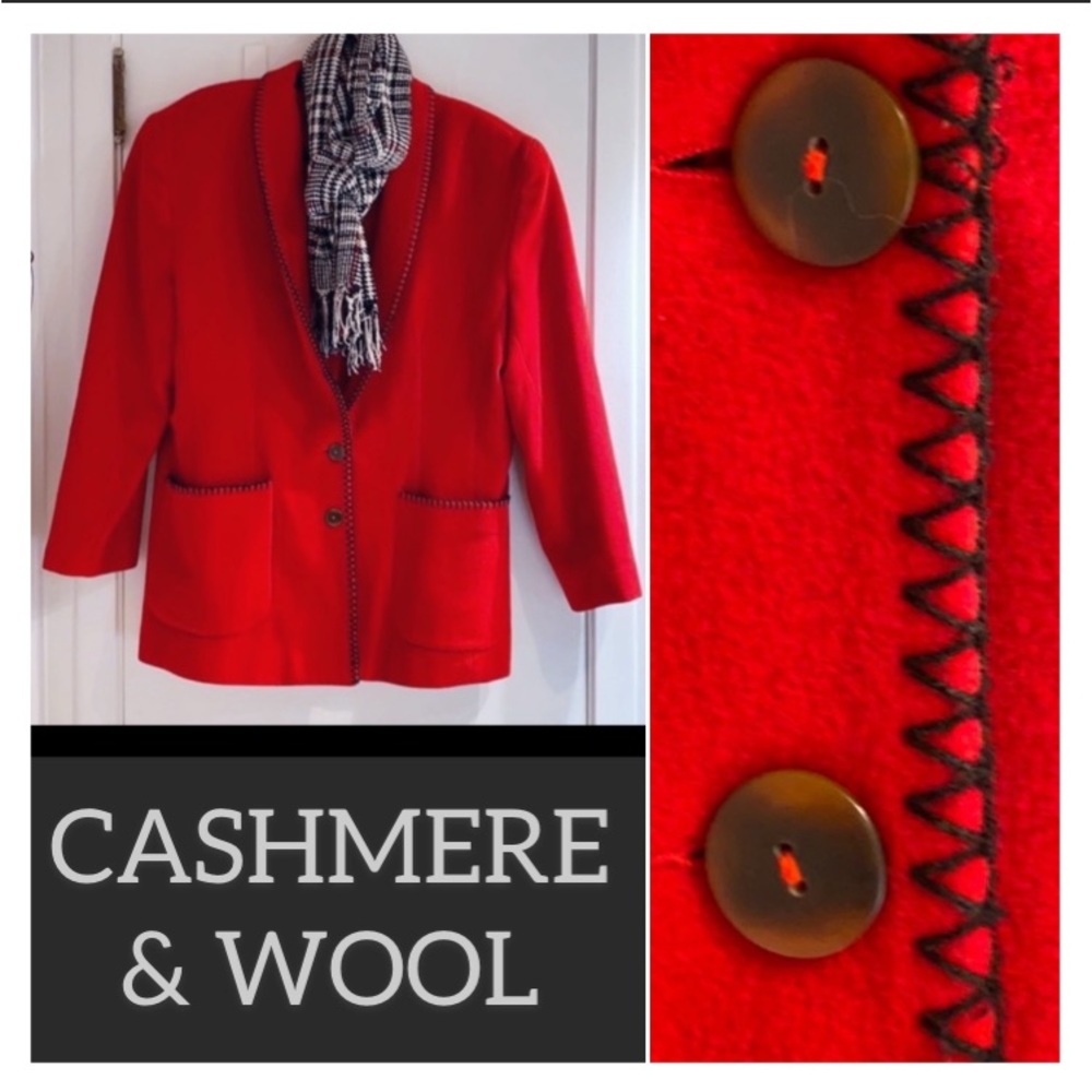 Vintage Red Cashmere & Wool Luxury Designer Coat!!! Size 14